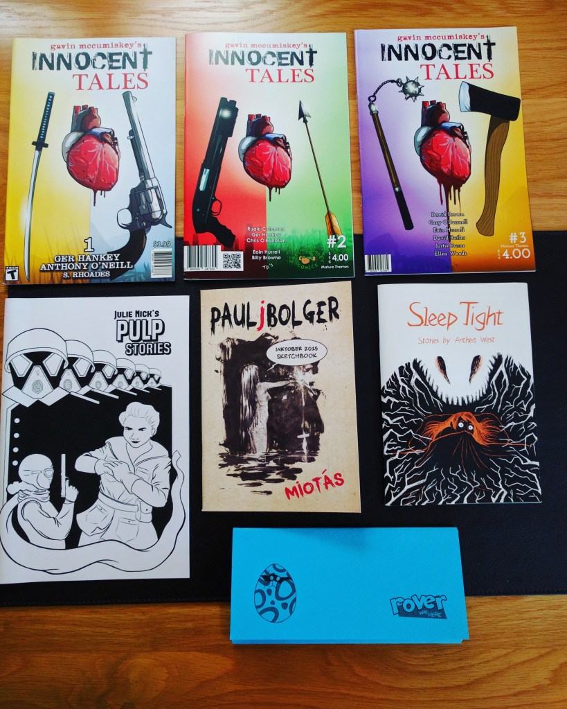 Innocent Tales #1-3, Pulp Stories, Paul J Bolger Inktober Sketchbook, Sleep Tight, Rover Was Here